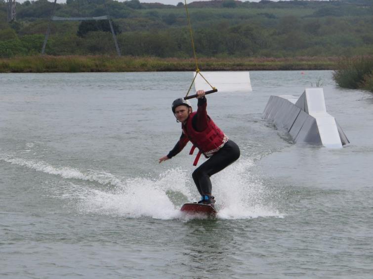 Fraser getting to grips with wakeboarding